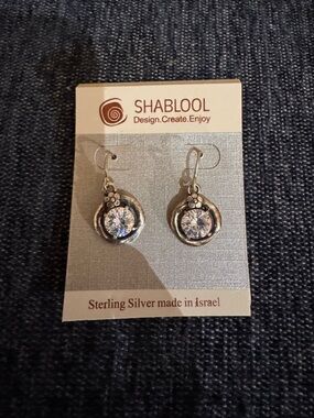 Shablool Silver Jewelry Design Sterling Silver Earrings with Clear Stones